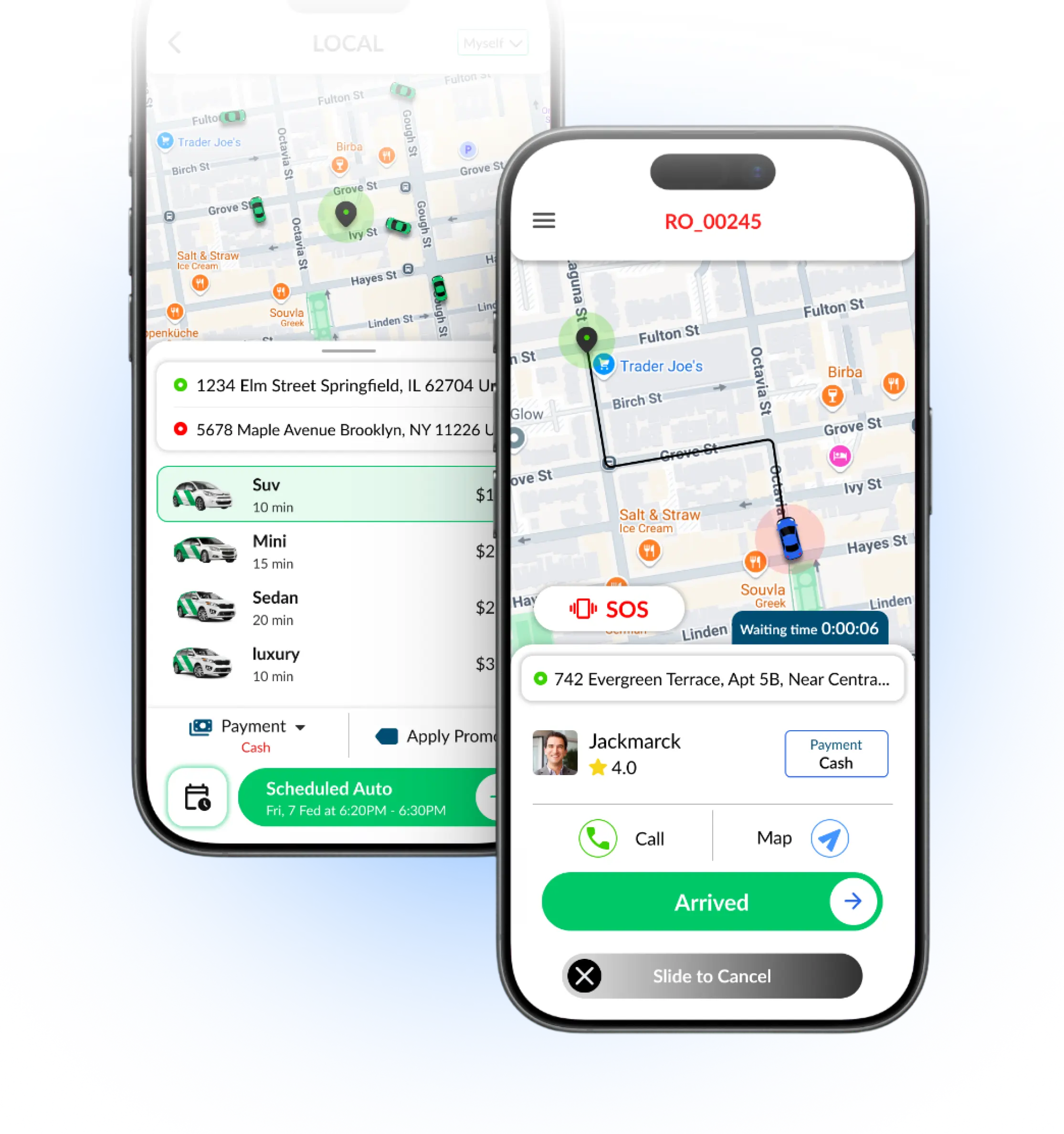 Rider app interface mockup